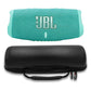 JBL Charge 5 Waterproof Portable Bluetooth Speaker with gSport Carbon Fiber Case (Teal)