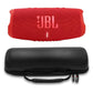 JBL Charge 5 Waterproof Portable Bluetooth Speaker with gSport Carbon Fiber Case (Red)