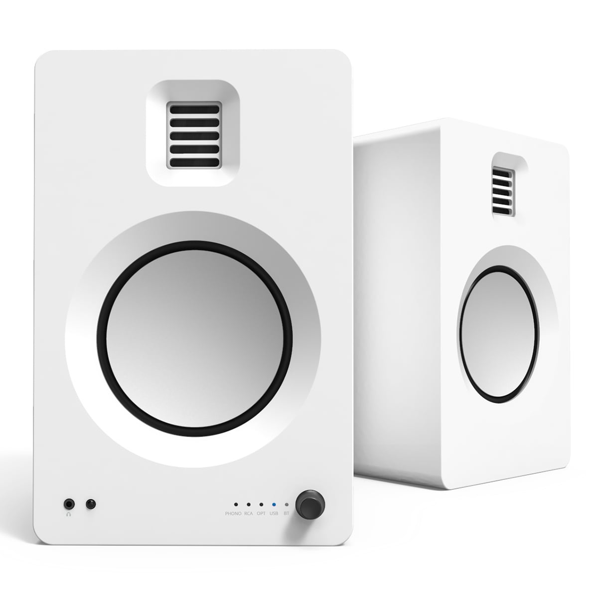 Kanto TUK Premium Powered Bookshelf Speakers with Headphone Out, USB DAC, Dedicated Phono Pre-amp, & Bluetooth - Pair (Matte White)