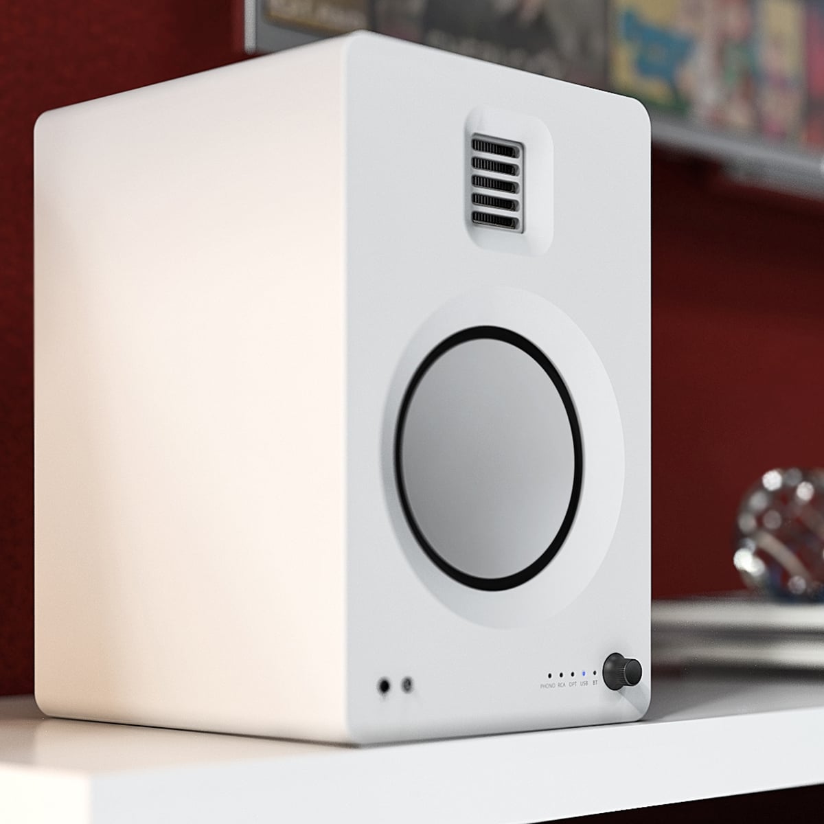 Kanto TUK Premium Powered Bookshelf Speakers with Headphone Out, USB DAC, Dedicated Phono Pre-amp, & Bluetooth - Pair (Matte White)