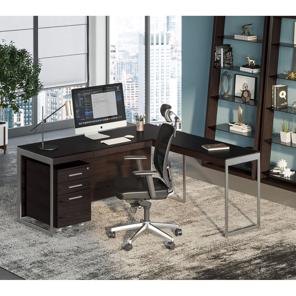 BDI Sequel 20 6112 Return Desk (Charcoal/Nickel)