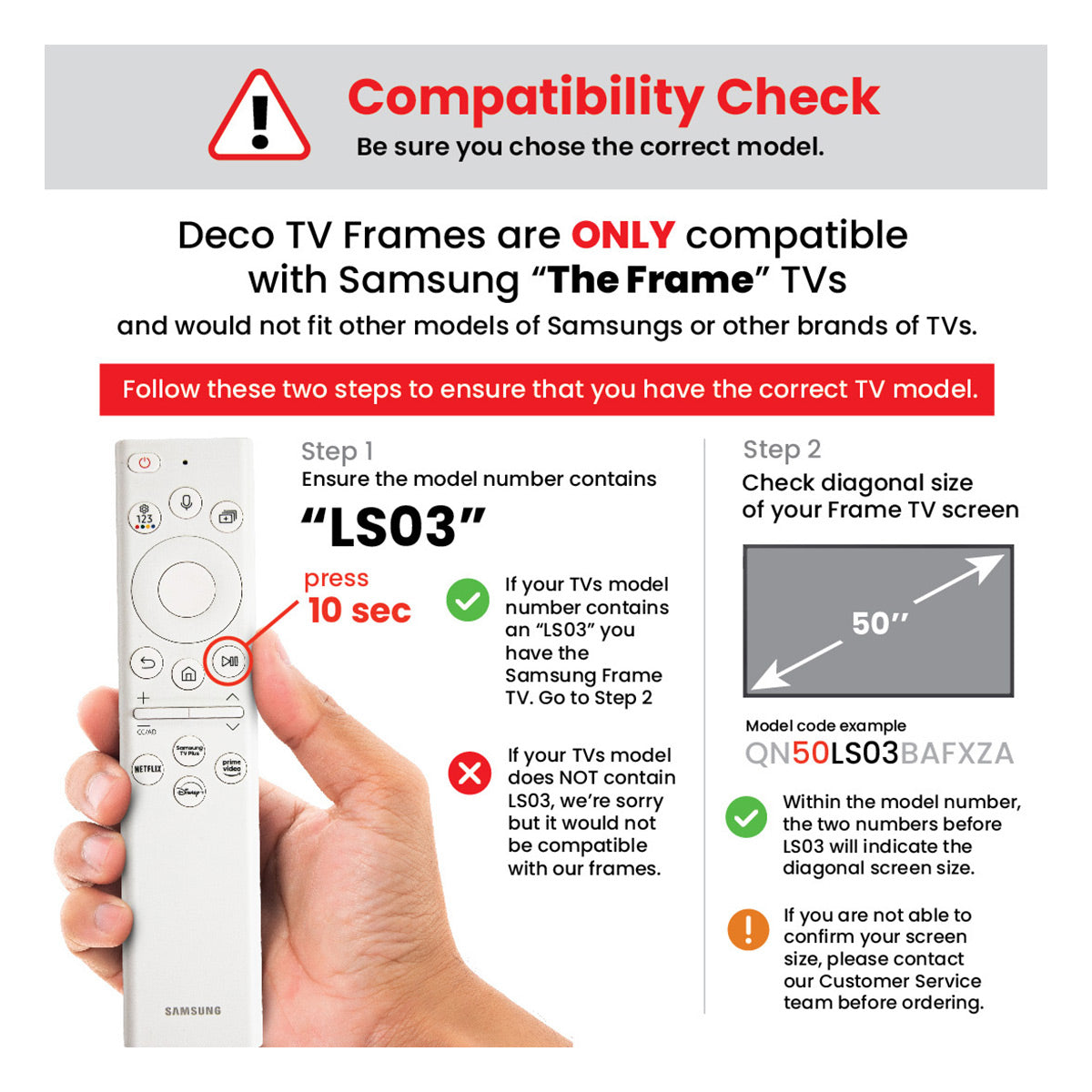 Deco TV Frames 50" Customizable Frame for Samsung The Frame TV 2021-2023 (Antique White)
