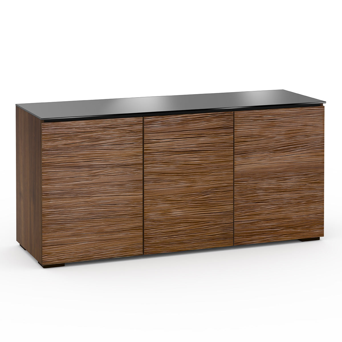 Salamander Chameleon Collection Denver 337 Triple AV Cabinet (Deep Textured Medium Walnut with Black Glass Top)