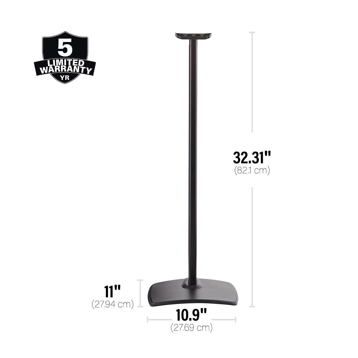  Sanus Speaker Stand for Sonos Era 100 Speakers - Height  Adjustable Single Stand w/Easy 3 Step Install - Includes Rubber Feet &  Carpet Spikes - Black : Electronics