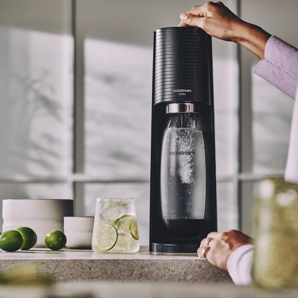 SodaStream Terra Sparkling Water Maker with Dishwasher Safe Bottle