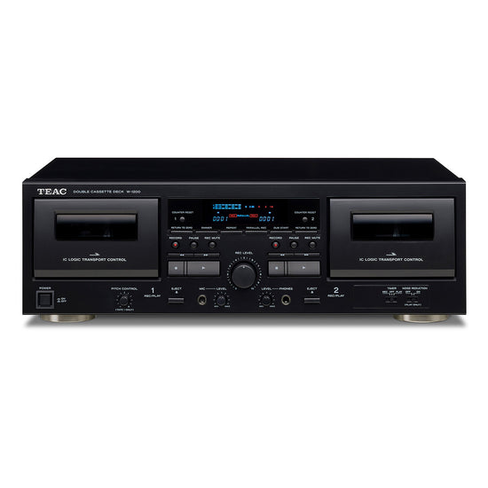 TEAC W-1200 Dual Cassette Player and Recorder with Pitch Control, Mic Input, and USB Out <a href=