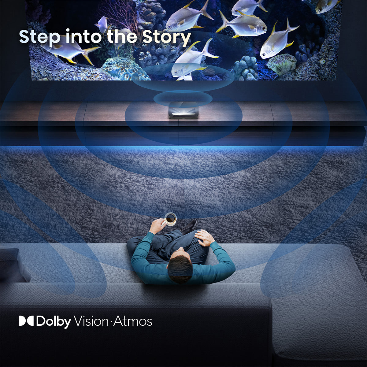 Google Stereo Laser Vision, Atmos, PL1 Dolby 4K X-Fusion Projector Cinema Hisense & World with Throw TV Ultra Short | Dolby Wide