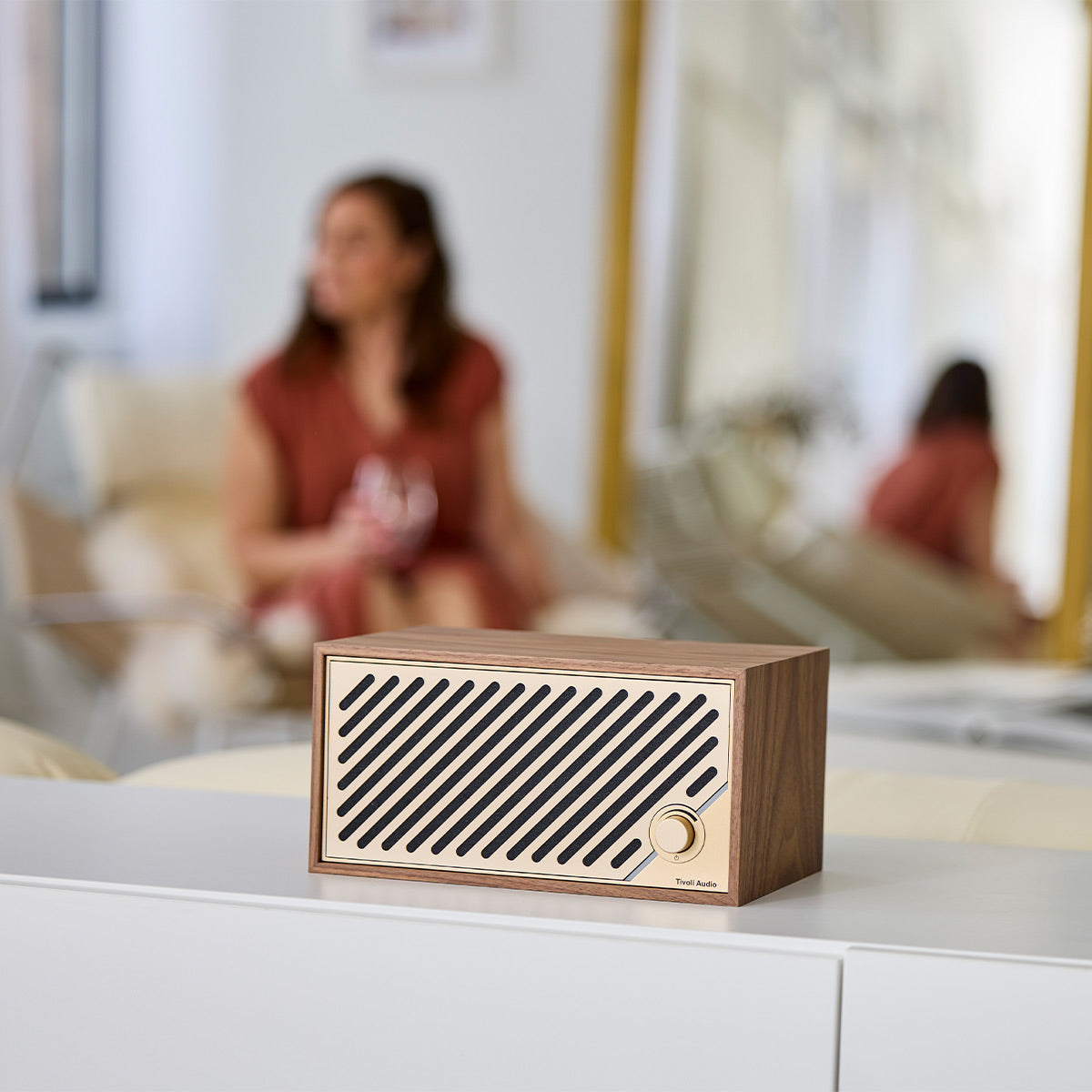 Tivoli Audio Model Two Digital Bluetooth Speaker with Built-In Airplay2,  Chromecast, and Wi-Fi (Walnut/Gold) | World Wide Stereo