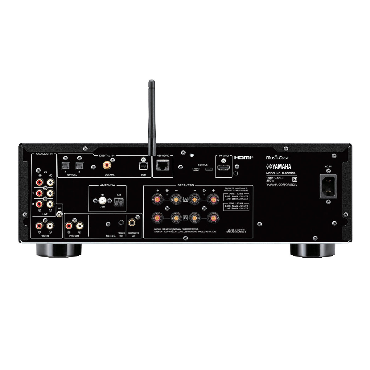 Yamaha R-N1000A Stereo Network Receiver with HDMI ARC, Bluetooth, Wi-Fi, and MusicCast (Black)