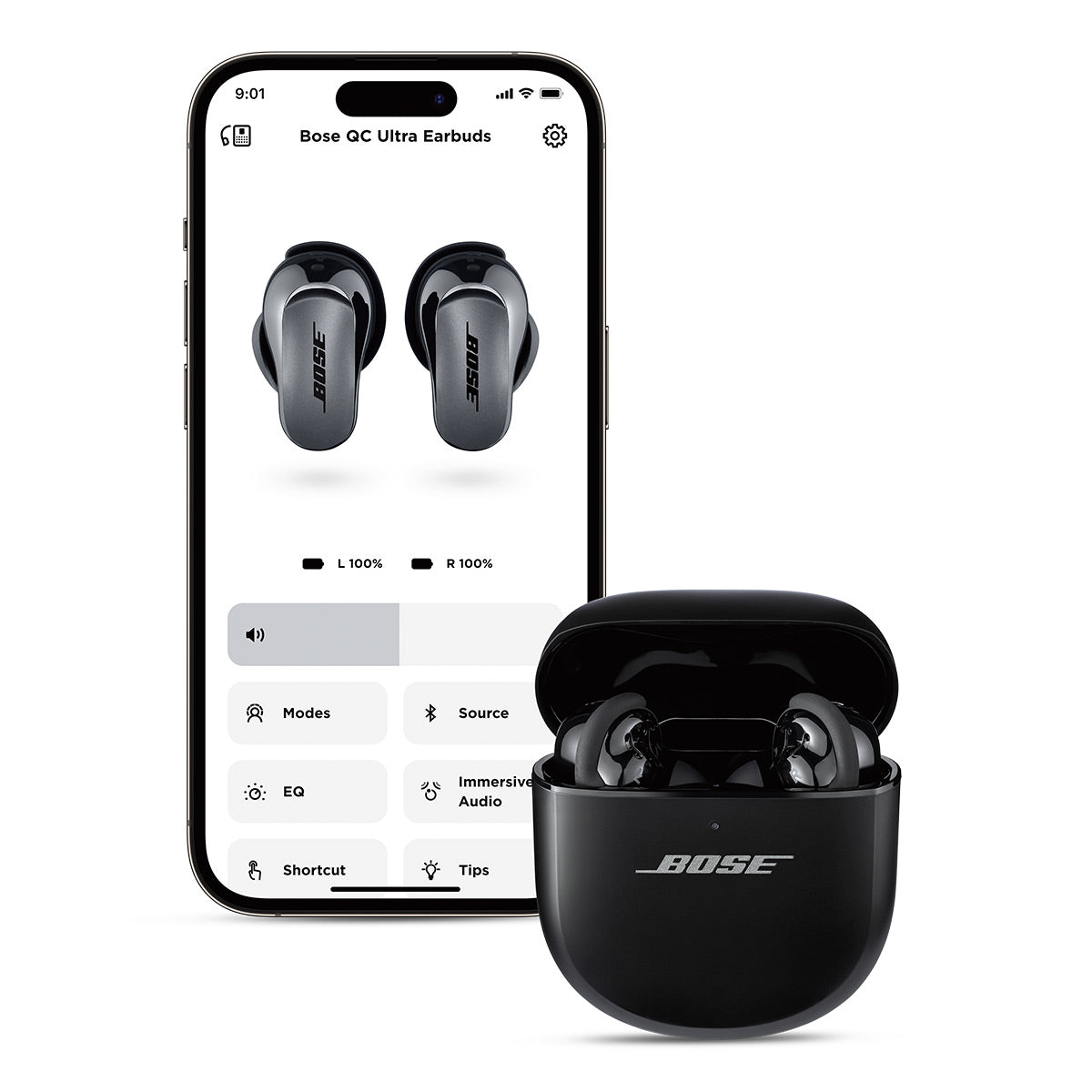 Bose QuietComfort Headphones with Active Noise Cancellation with QuietComfort Ultra Wireless Noise Cancelling Earbuds (Black)