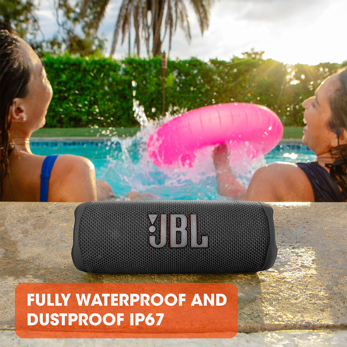 JBL Flip 6 Waterproof Portable Speaker with gSport Silicone Sleeve (Black)