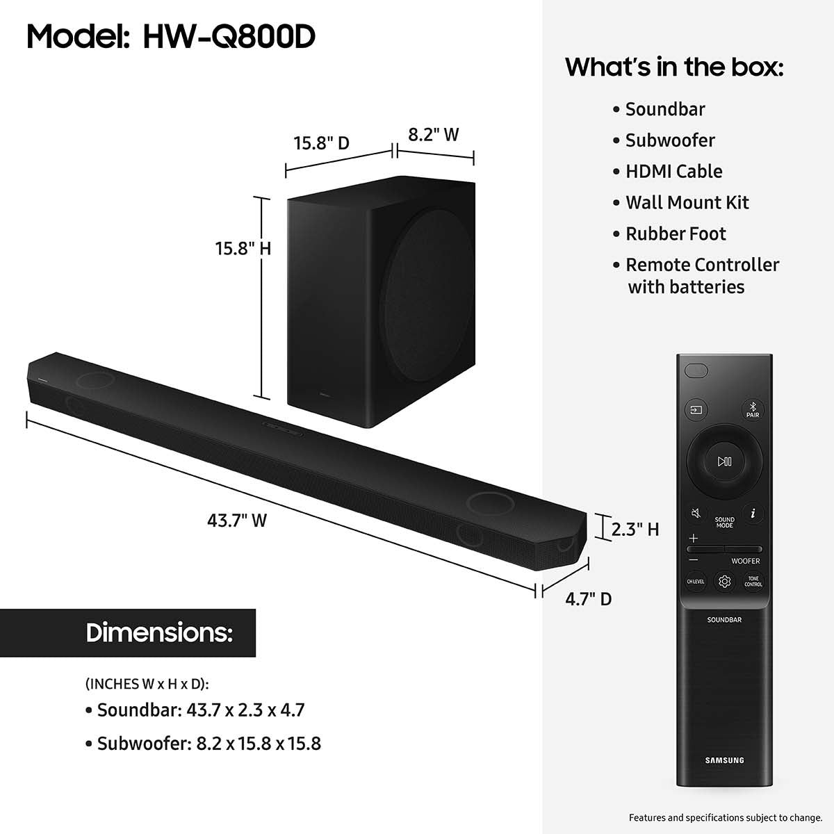 Samsung Q80D 55" 4K QLED Smart TV (2024) with HW-Q800D 5.1.2-Channel Soundbar and Wireless Subwoofer