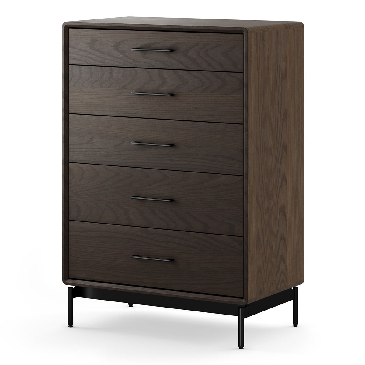 BDI LINQ 9185 Storage Chest with 5 Self-Closing Drawers and Metal Base (Toasted Oak)