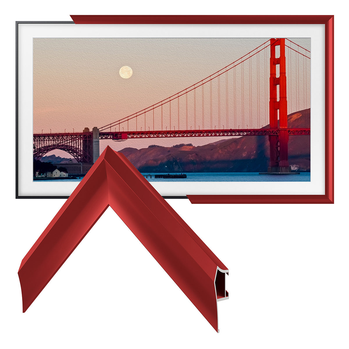 Deco TV Frames 50" Customizable Alloy Prismatic Frame for Samsung The Frame TV 2021-2024 (Candy Red)