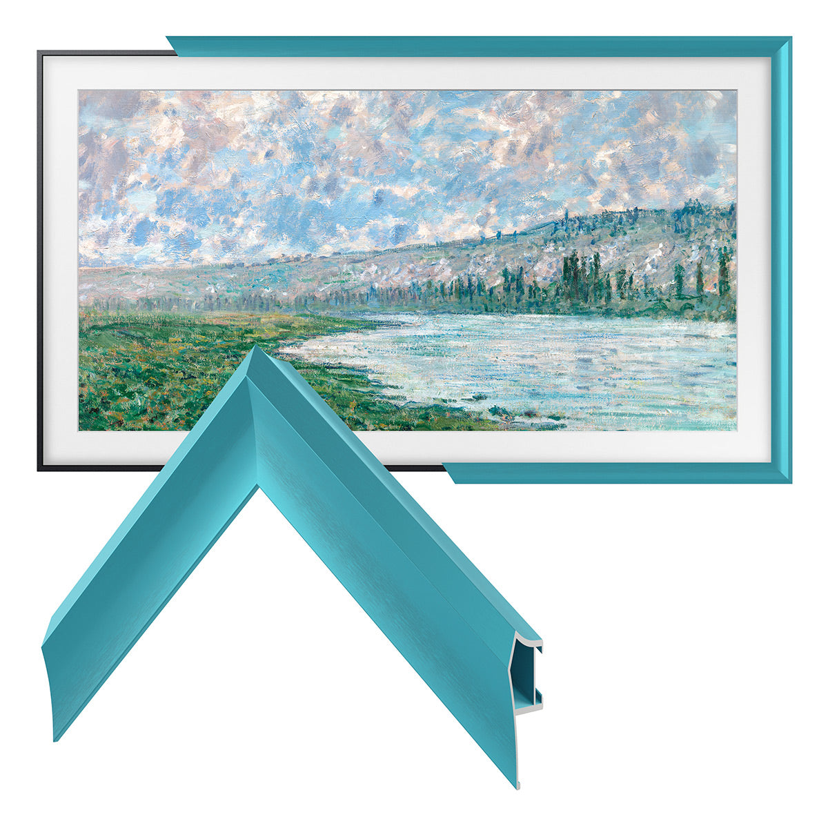 Deco TV Frames 85" Alloy Prismatic Frame for Samsung The Frame TV 2021-2024 (Turquoise)