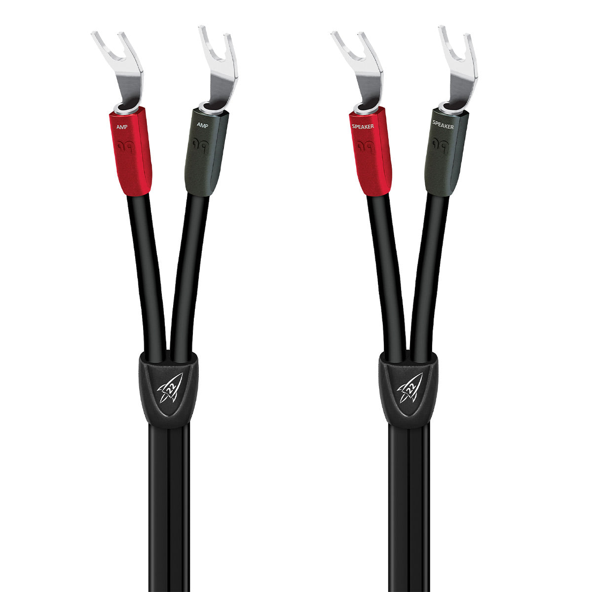 AudioQuest Rocket 22 Full-Range Speaker Cable with Silver Multi-Spade Connections - Pair (10 ft.)