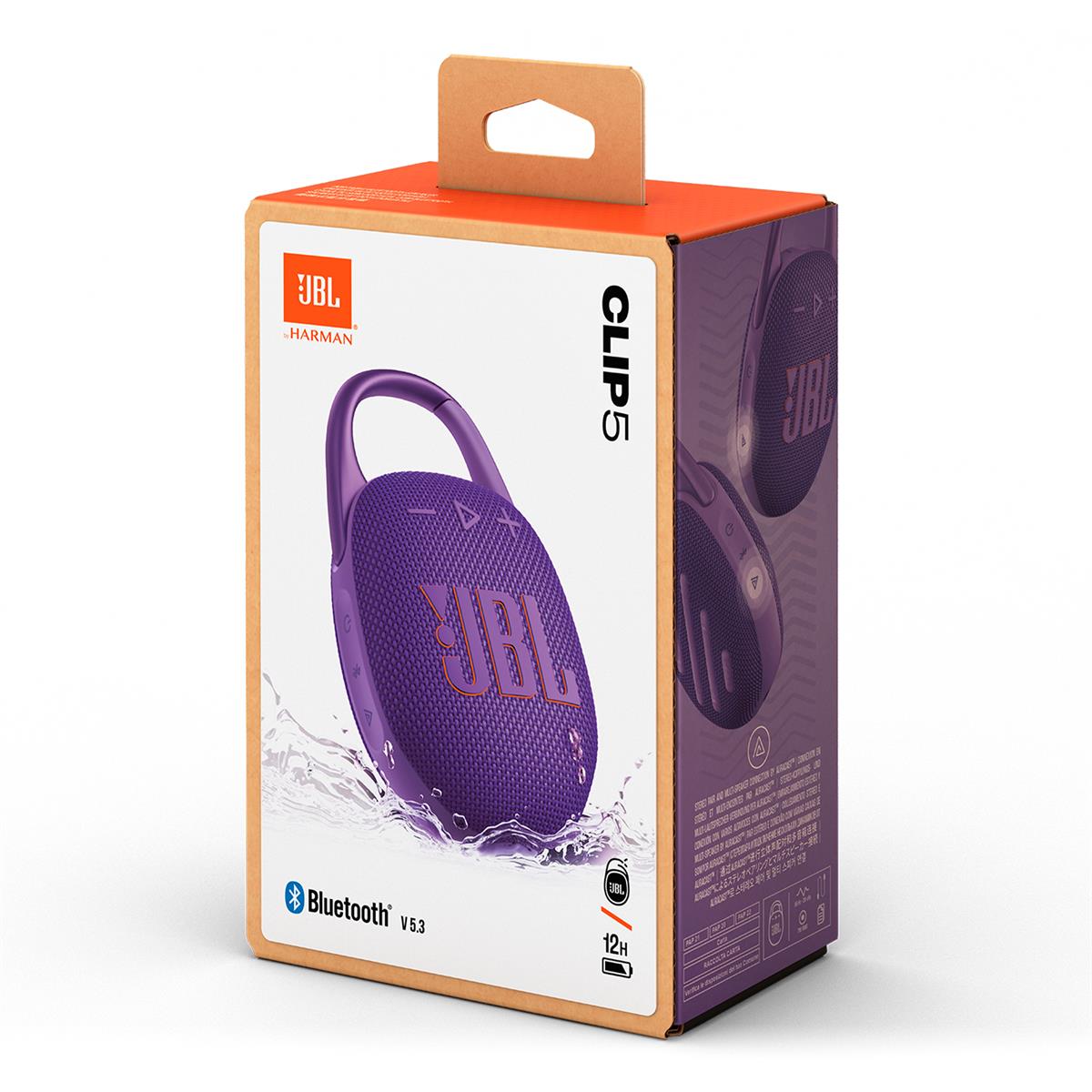 JBL Clip 5 Ultra Portable Bluetooth Speaker with gSport Silicone Sleeve (Purple)