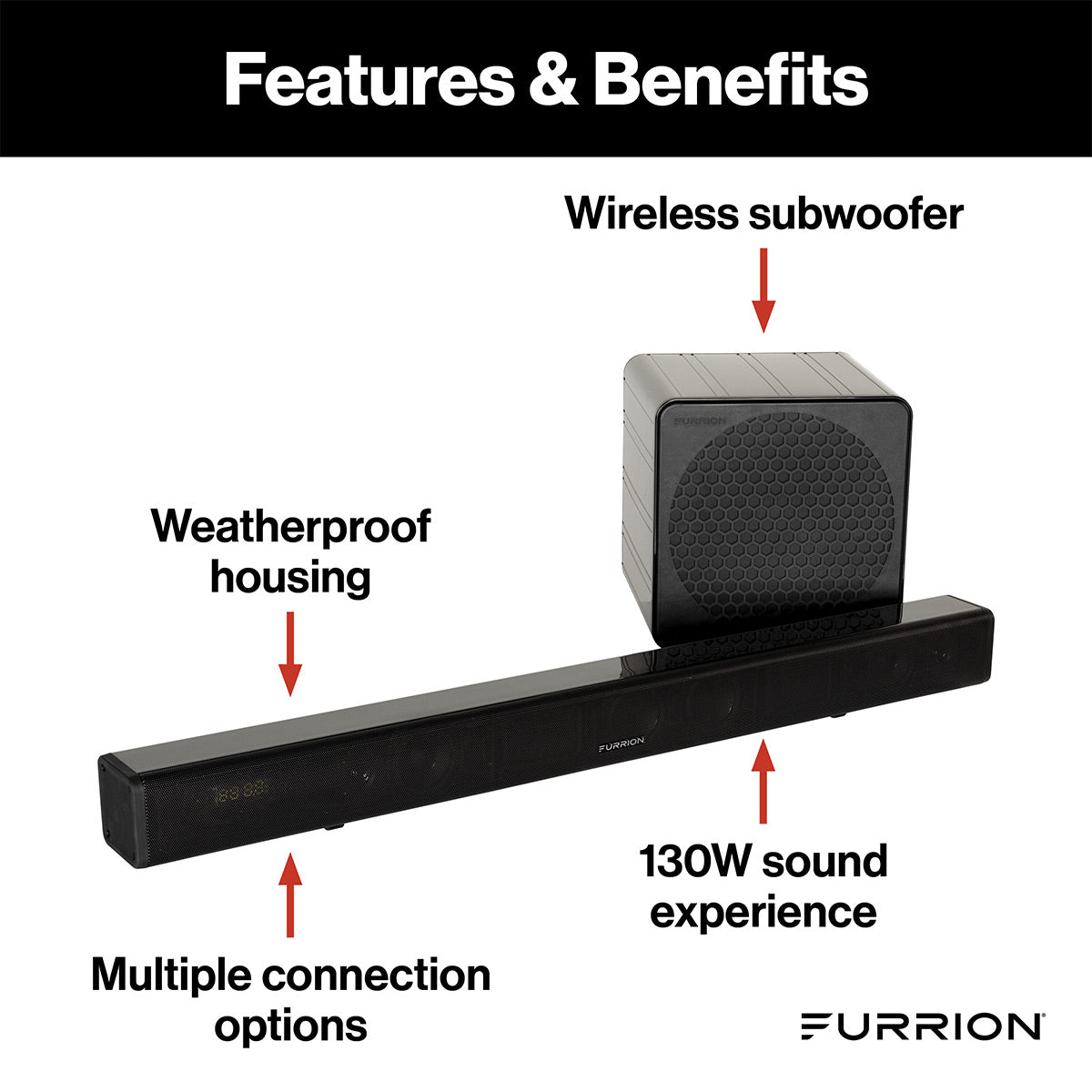 Furrion FDUP55CSA 55" Aurora Partial Sun Outdoor TV Bundle with 2.1 Sound System, Full Motion TV Mount, and Weatherproof TV Cover