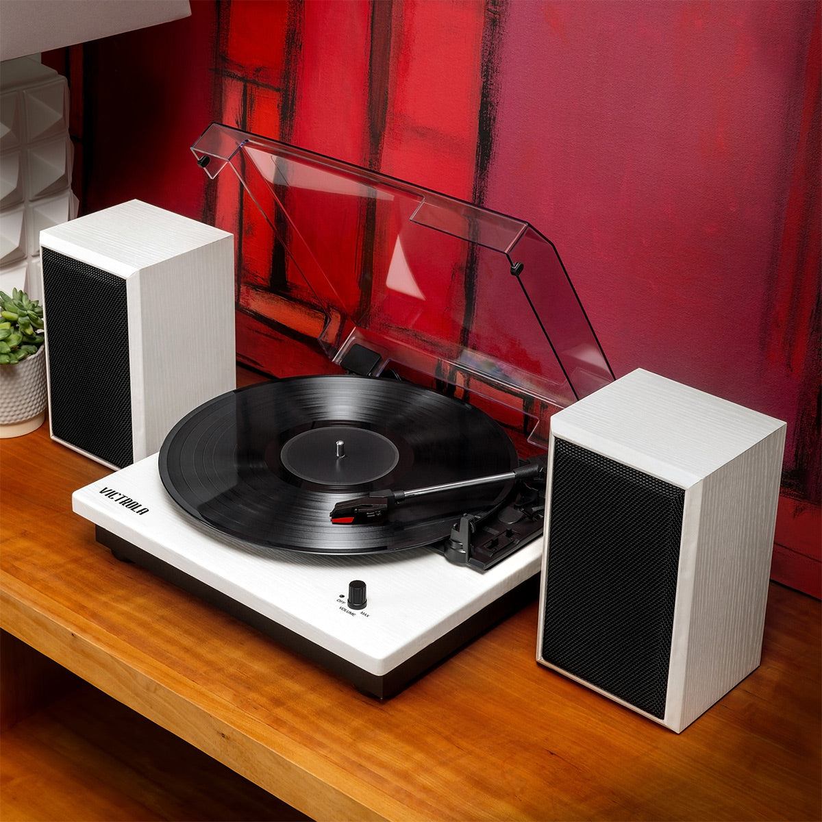 Victrola Montauk Bluetooth Turntable System with Bookshelf Speakers (White)