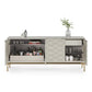 BDI Ripple 7629 4-Door Storage Credenza (Stone with Brass Base)