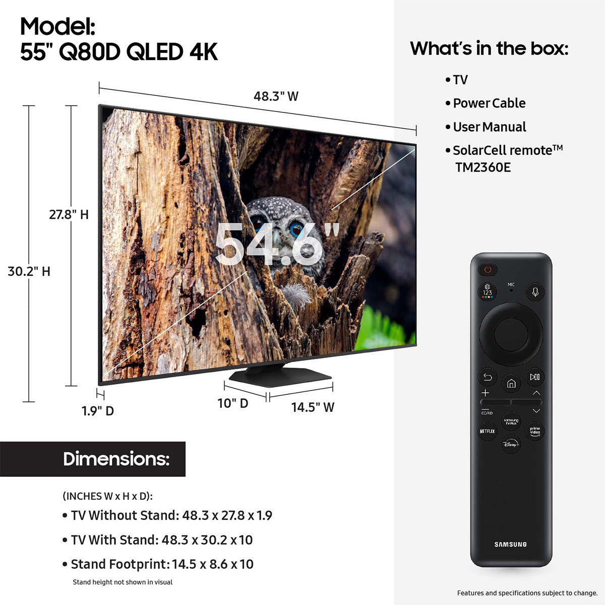 Samsung Q80D 55" 4K QLED Smart TV (2024) with HW-Q800D 5.1.2-Channel Soundbar and Wireless Subwoofer