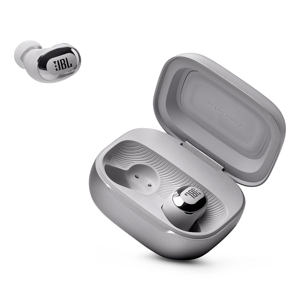 JBL Live Buds 3 True Wireless Noise Cancelling Earbud Bundle with gSport Case (Silver)