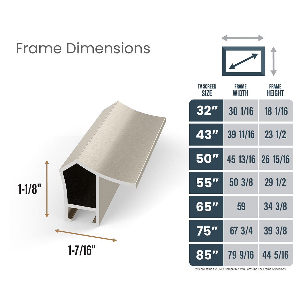 Deco TV Frames 85" Alloy Prismatic Frame for Samsung The Frame TV 2021-2024 (German Silver)