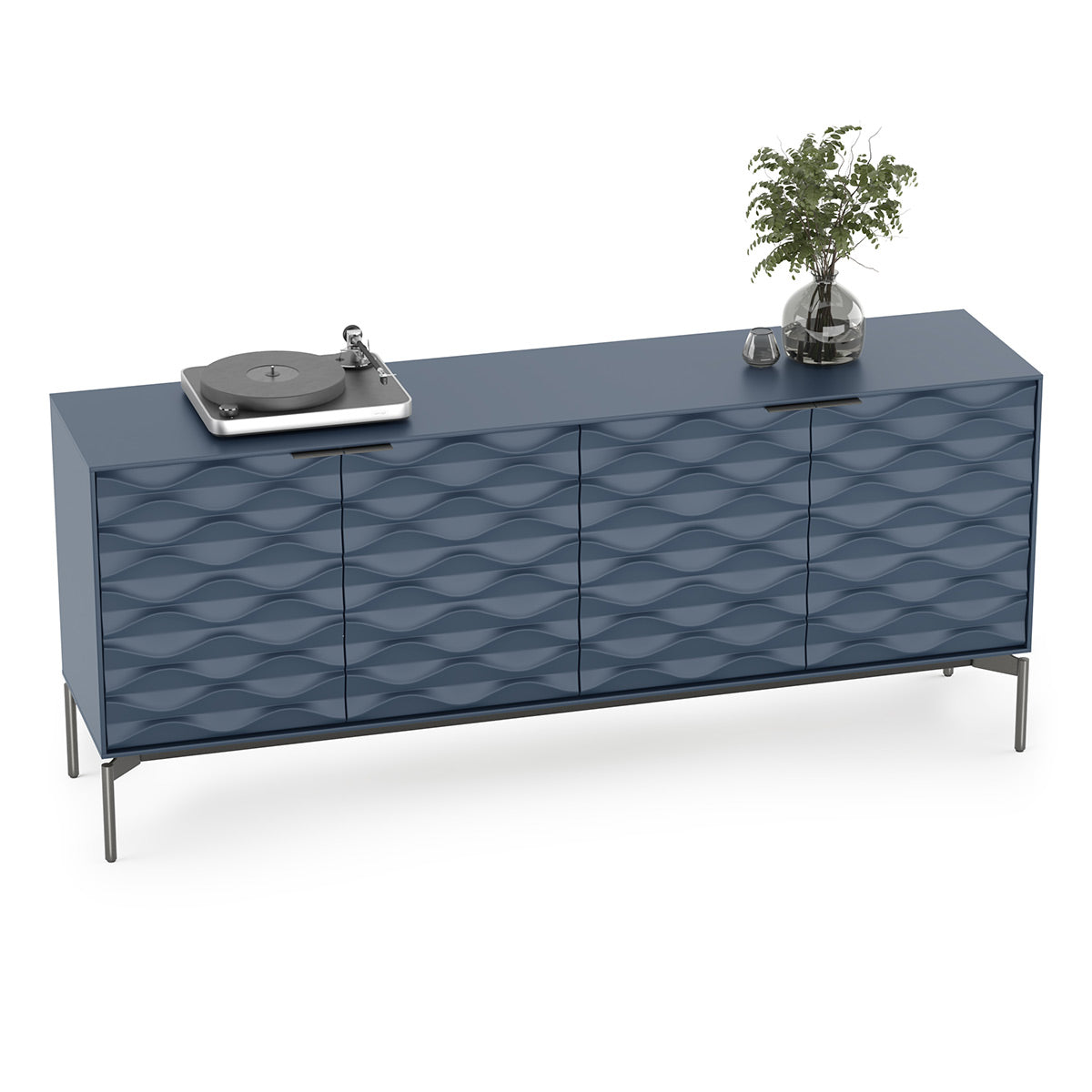 BDI Ripple 7629 4-Door Storage Credenza (Ocean with Carbon Base)