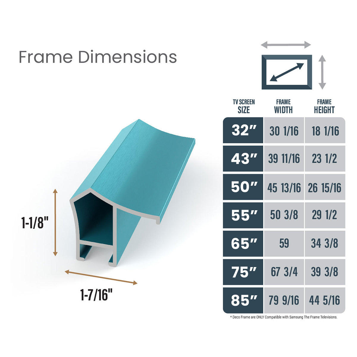 Deco TV Frames 75" Alloy Prismatic Frame for Samsung The Frame TV 2021-2024 (Turquoise)