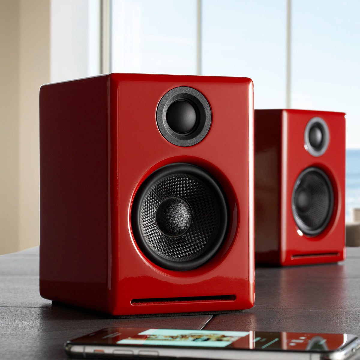 Audioengine A2+ Premium Powered Wireless Desktop Speakers - Pair (Red)