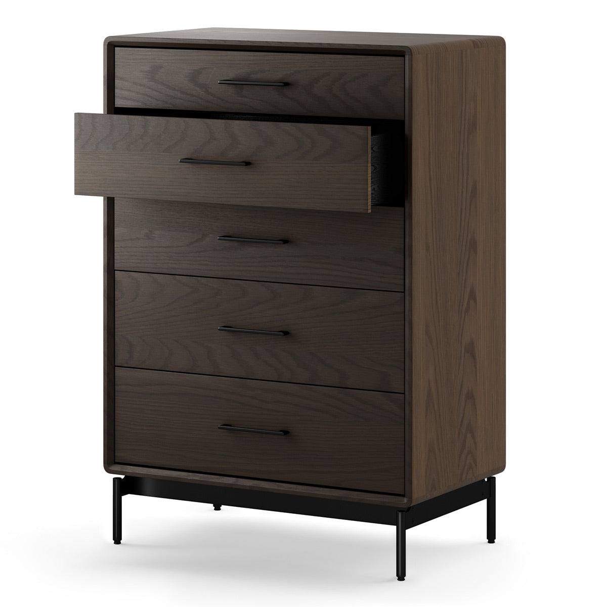 BDI LINQ 9185 Storage Chest with 5 Self-Closing Drawers and Metal Base (Toasted Oak)