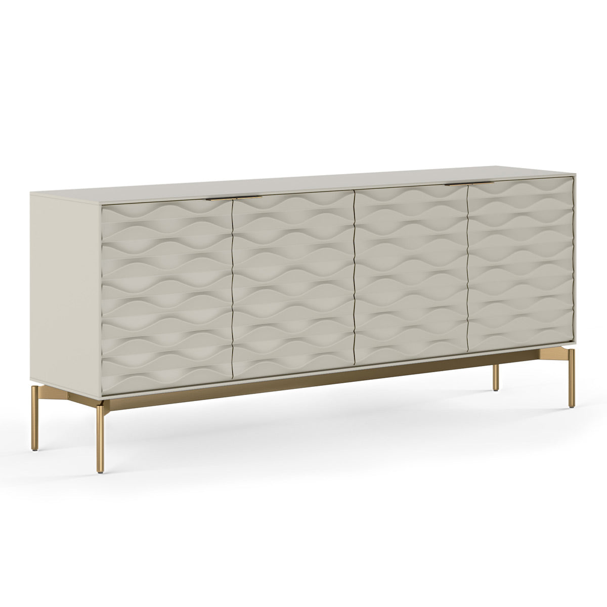 BDI Ripple 7629 4-Door Storage Credenza (Stone with Brass Base)