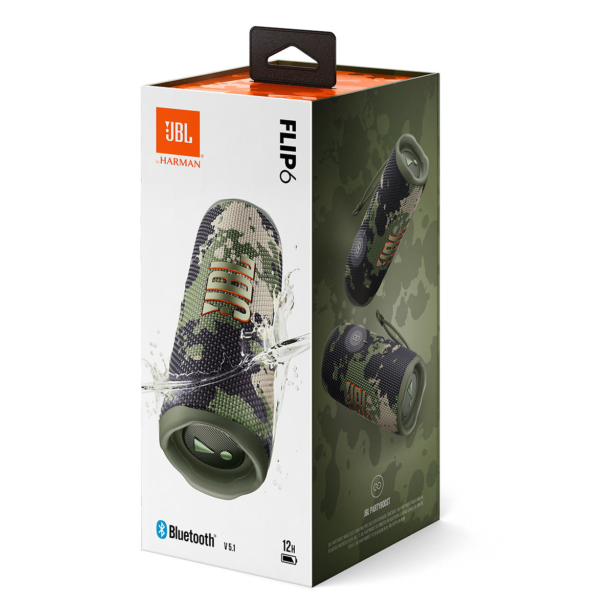 JBL Flip 6 Waterproof Portable Speaker with gSport Silicone Sleeve (Camo)