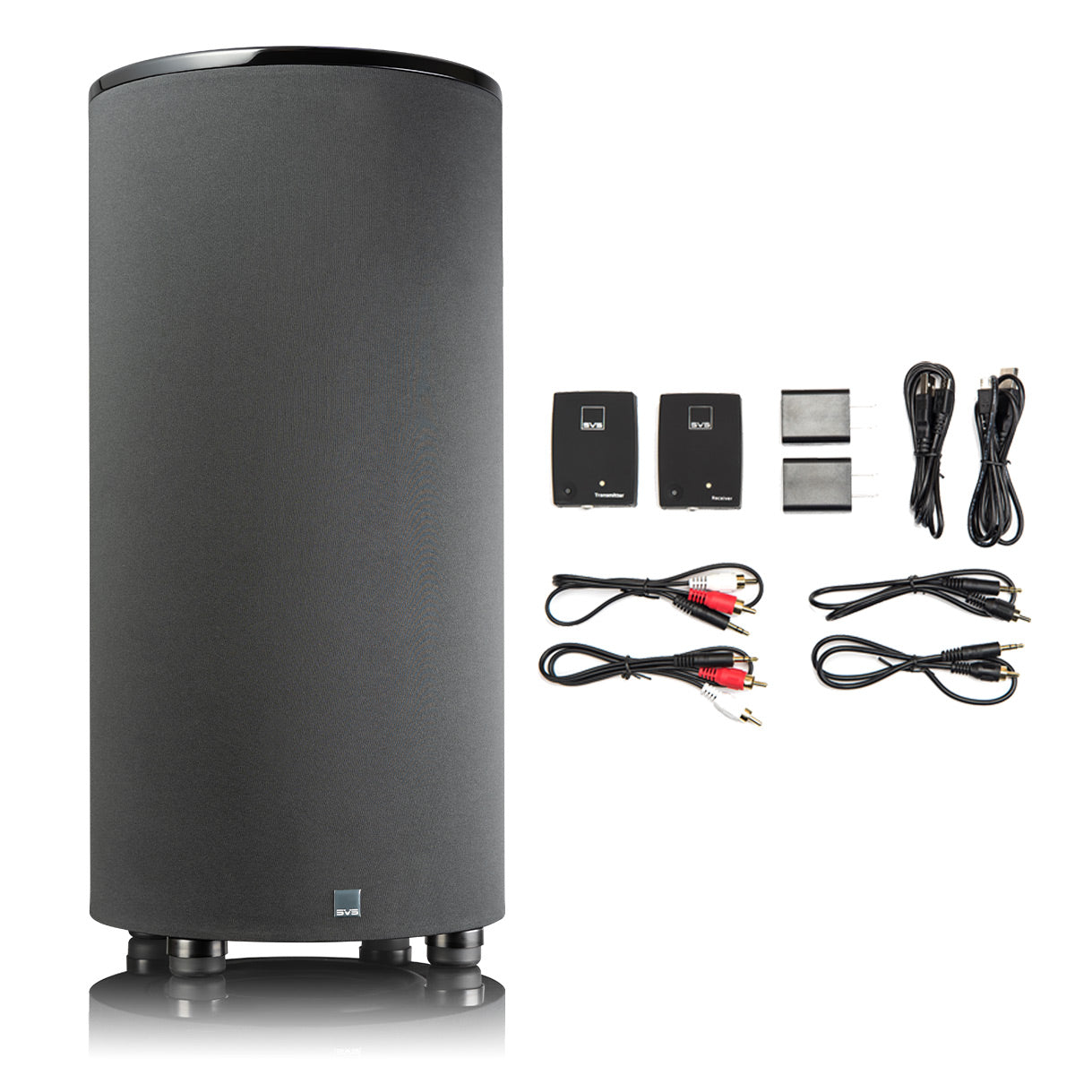 SVS PC-2000 Pro 12" Ported Cylinder Subwoofer with SoundPath Wireless Audio Adapter (Piano Gloss Black)