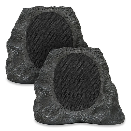 Victrola Rock Speaker Connect Bluetooth Outdoor Speaker with Solar Charging - Pair (Granite)