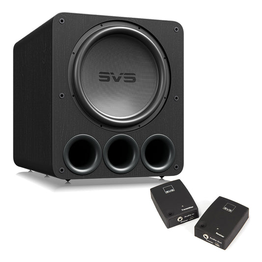 SVS PB17-Ultra 17 Inch Ported Subwoofer with SoundPath Wireless Audio Adapter (Black Oak)