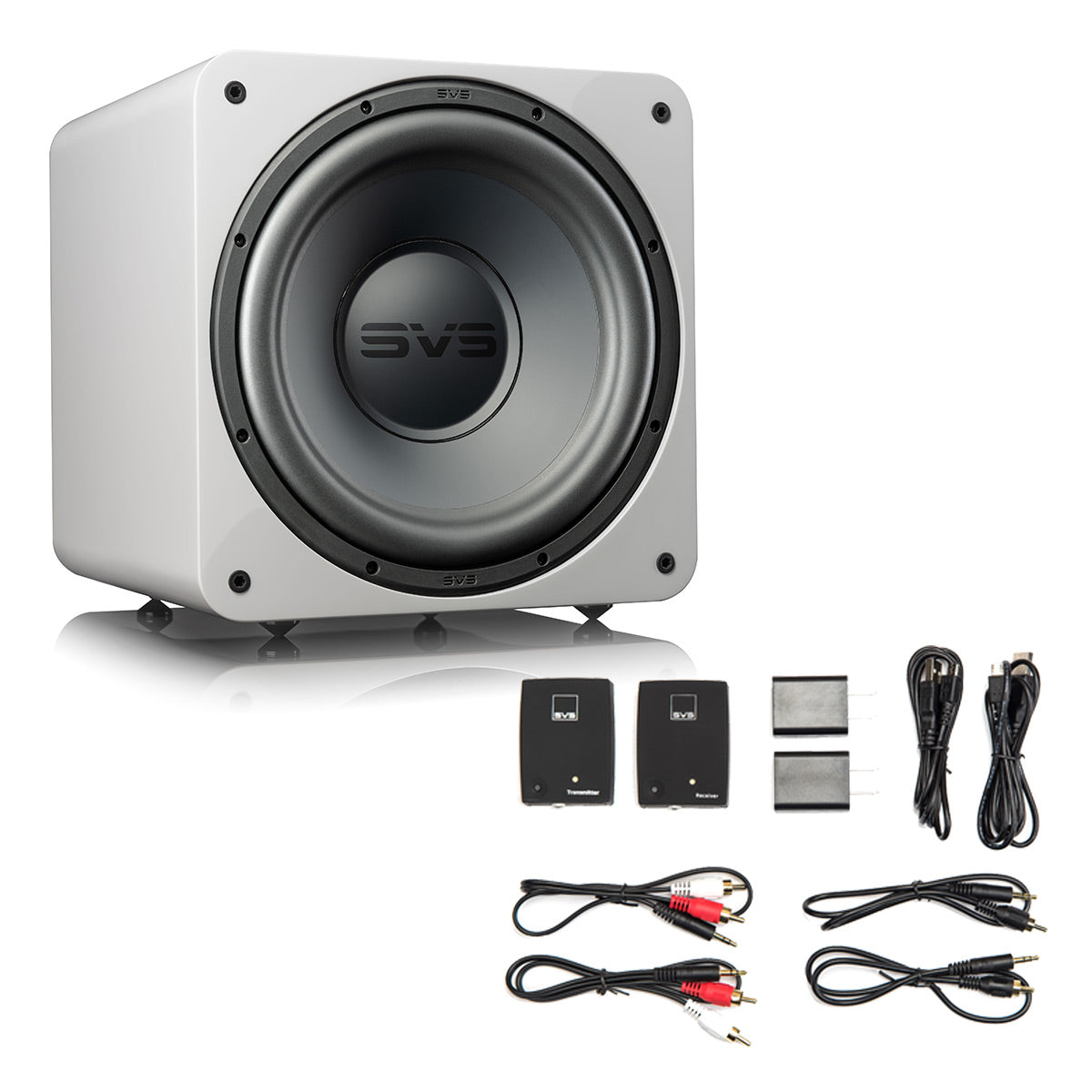 SVS SB-1000 Pro Sealed Subwoofer with SoundPath Wireless Audio Adapter (Piano Gloss White)