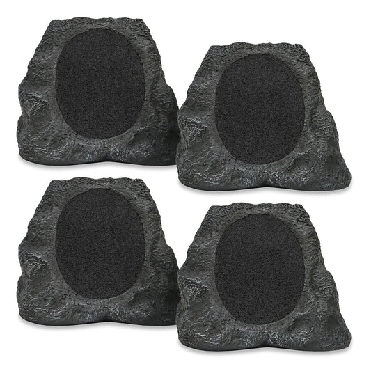 Victrola Rock Speaker Connect Bluetooth Outdoor Speaker with Solar Charging - 4 Pack (Granite)