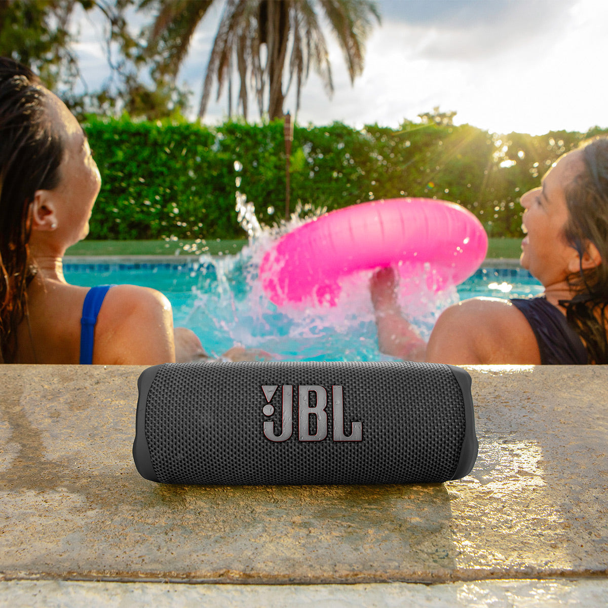 JBL Flip 6 Waterproof Portable Speaker with gSport Silicone Sleeve (Black)