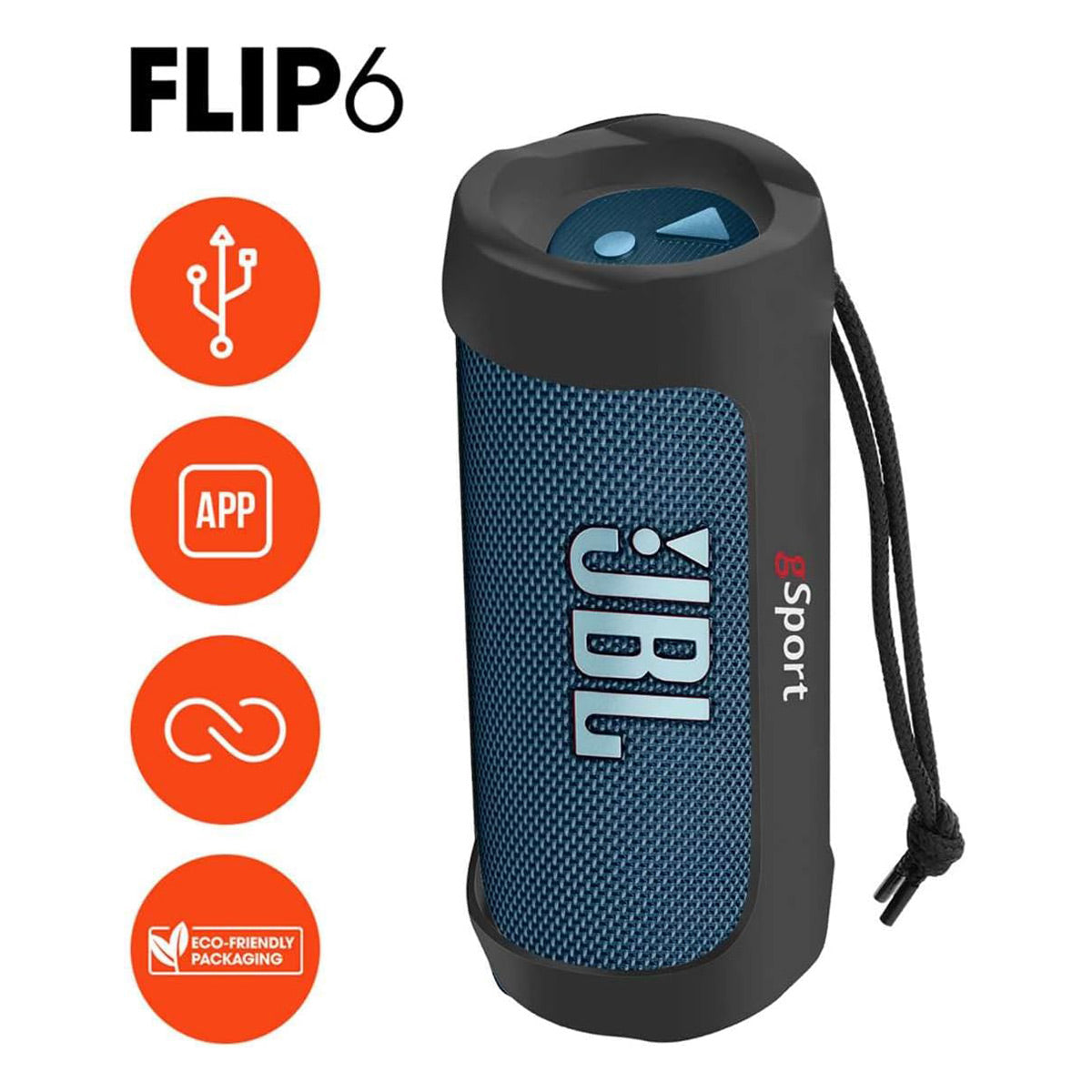 JBL Flip 6 Waterproof Portable Speaker with gSport Silicone Sleeve (Blue)