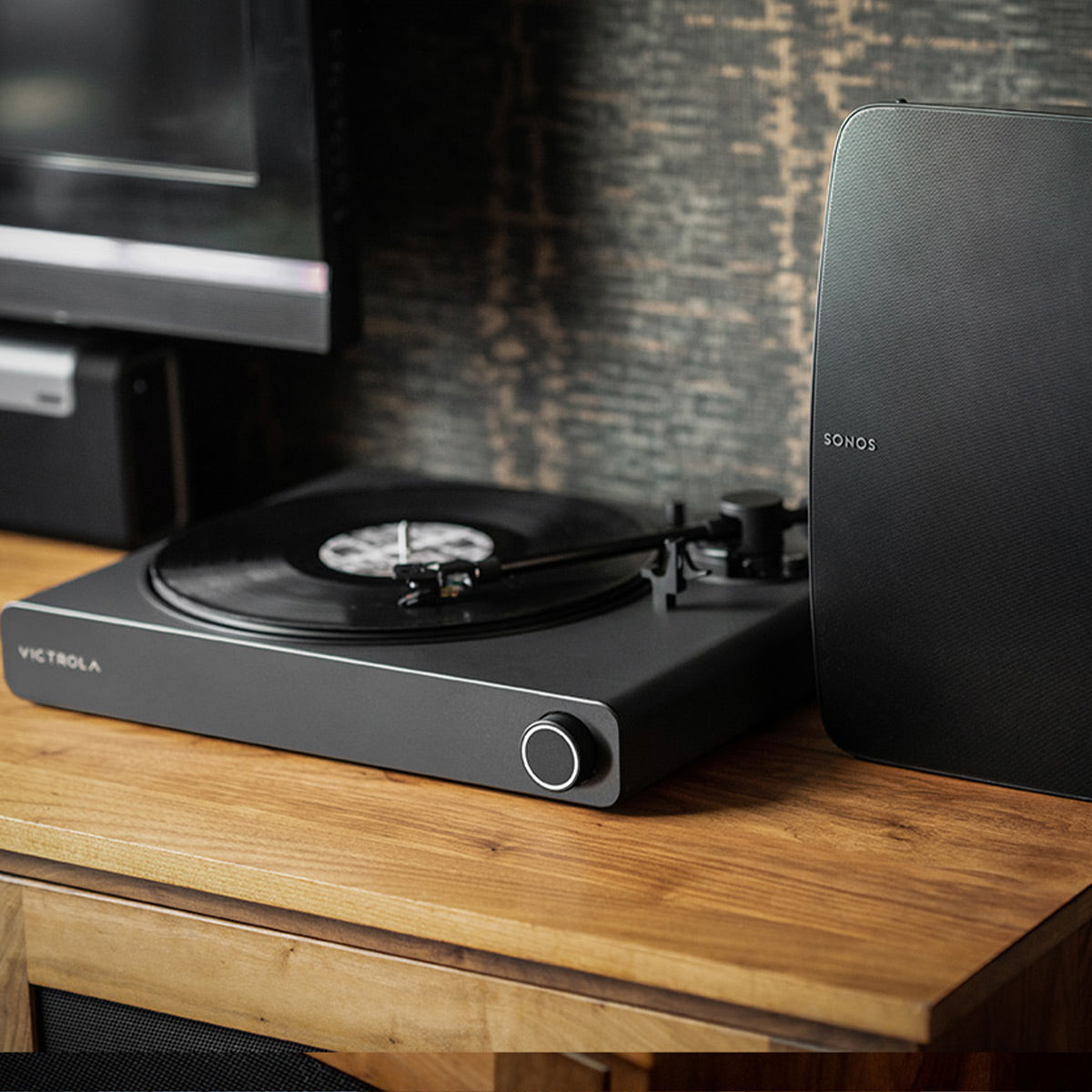 Victrola Stream Onyx 2-Speed Wireless Turntable - Works with Sonos