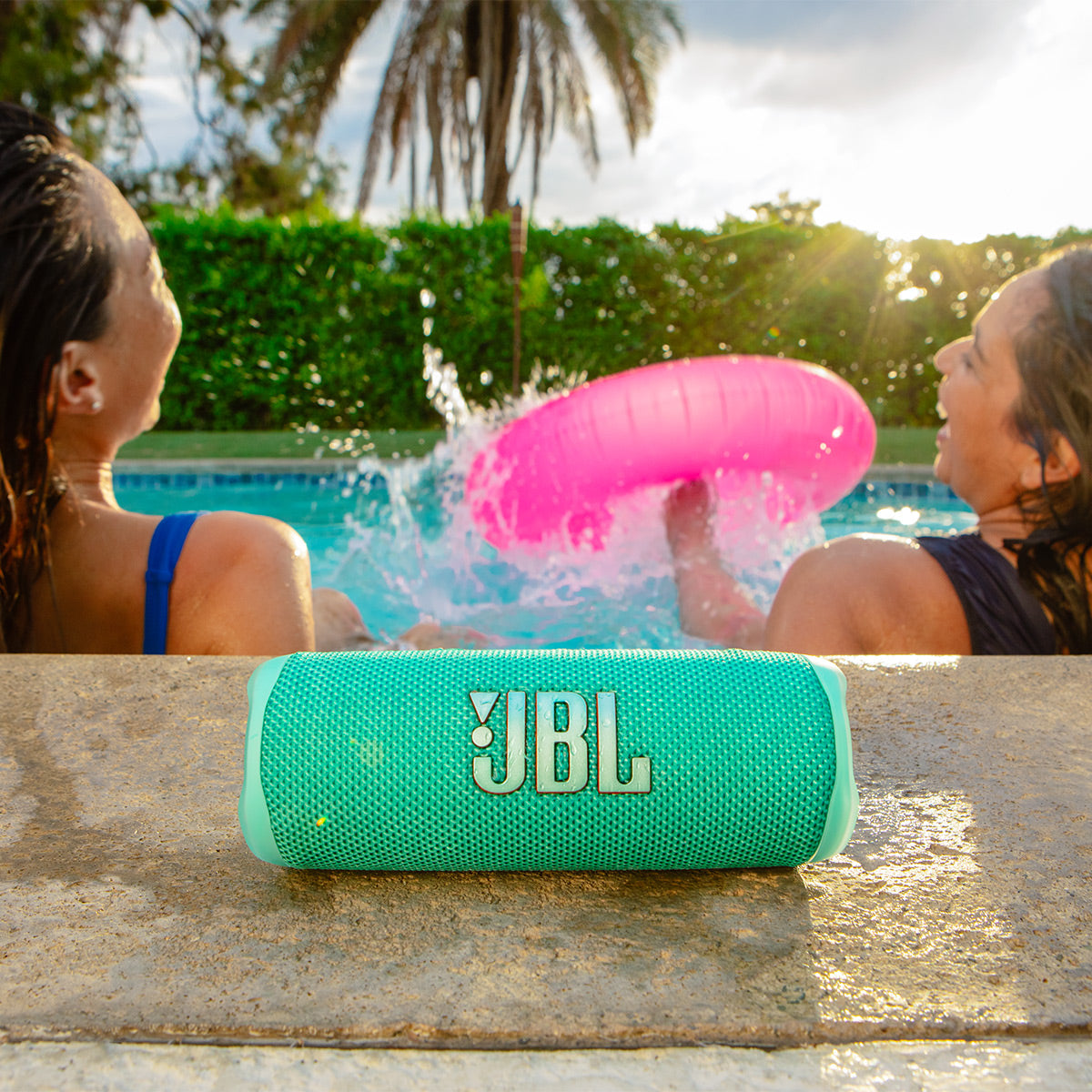 JBL Flip 6 Waterproof Portable Speaker with gSport Silicone Sleeve (Teal)