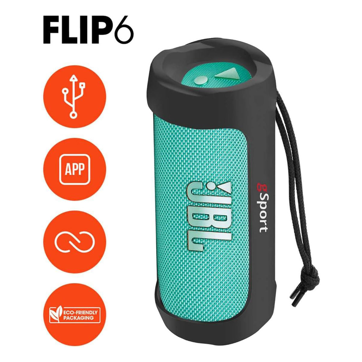 JBL Flip 6 Waterproof Portable Speaker with gSport Silicone Sleeve (Teal)