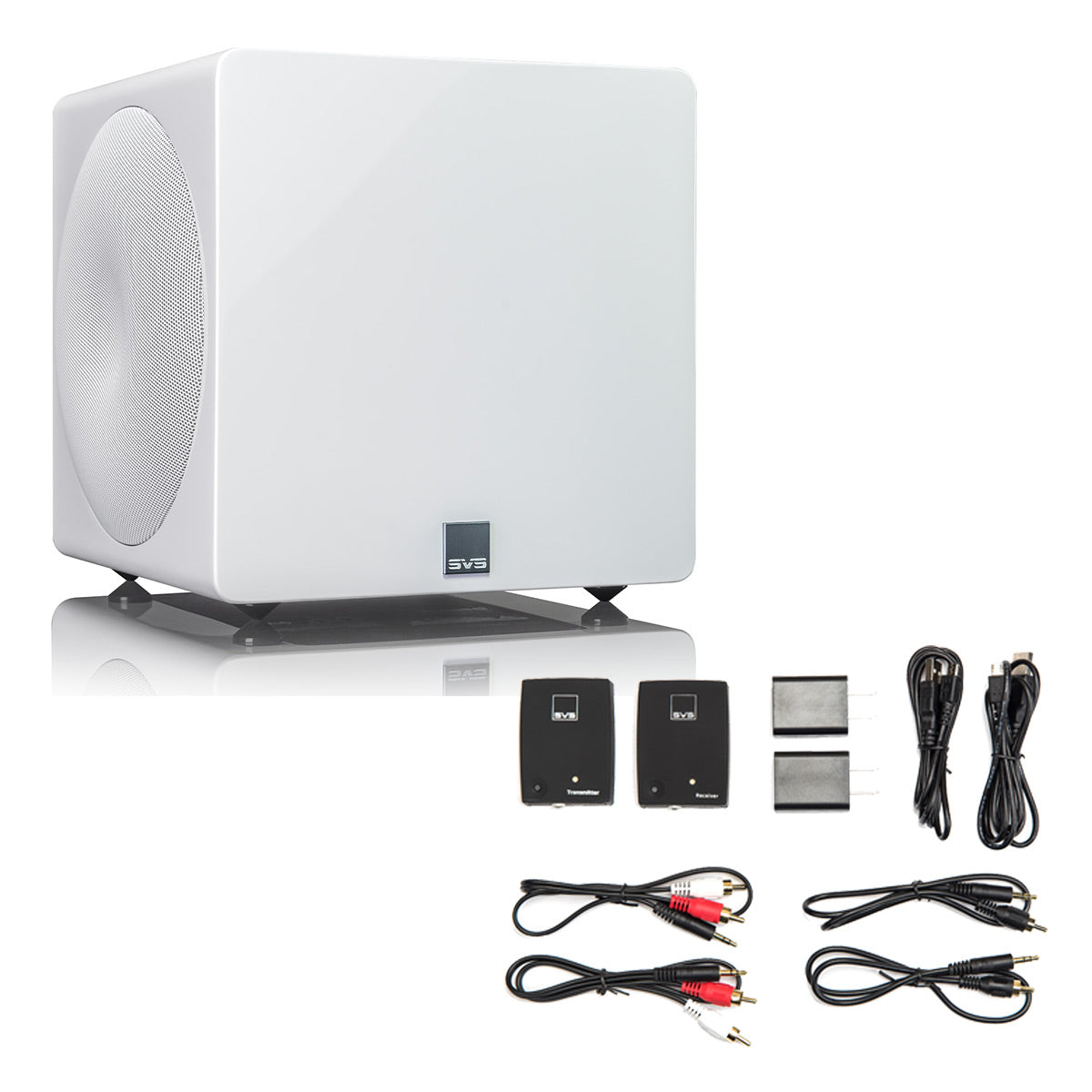 SVS 3000 Micro Sealed Subwoofer with SoundPath Wireless Audio Adapter (Piano Gloss White)