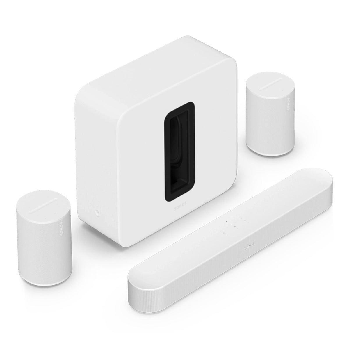 Sonos Premium Immersive Set with Beam Soundbar (Gen 2), Sub 4 Subwoofer, & Pair of Era 100 Wireless Speakers (White)